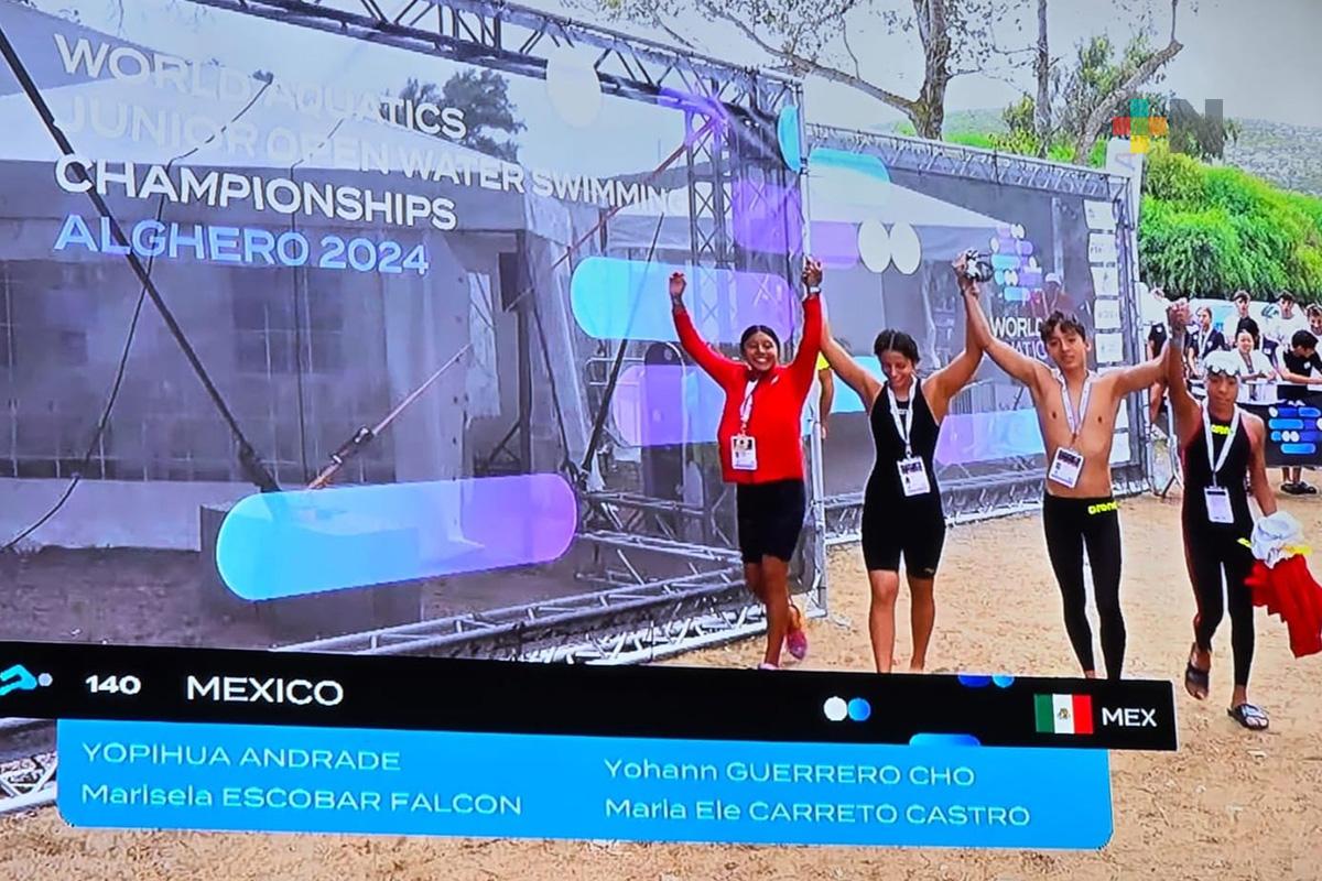 Logran veracruzanos lugar 11 en relevos del Mundial de Aguas Abiertas