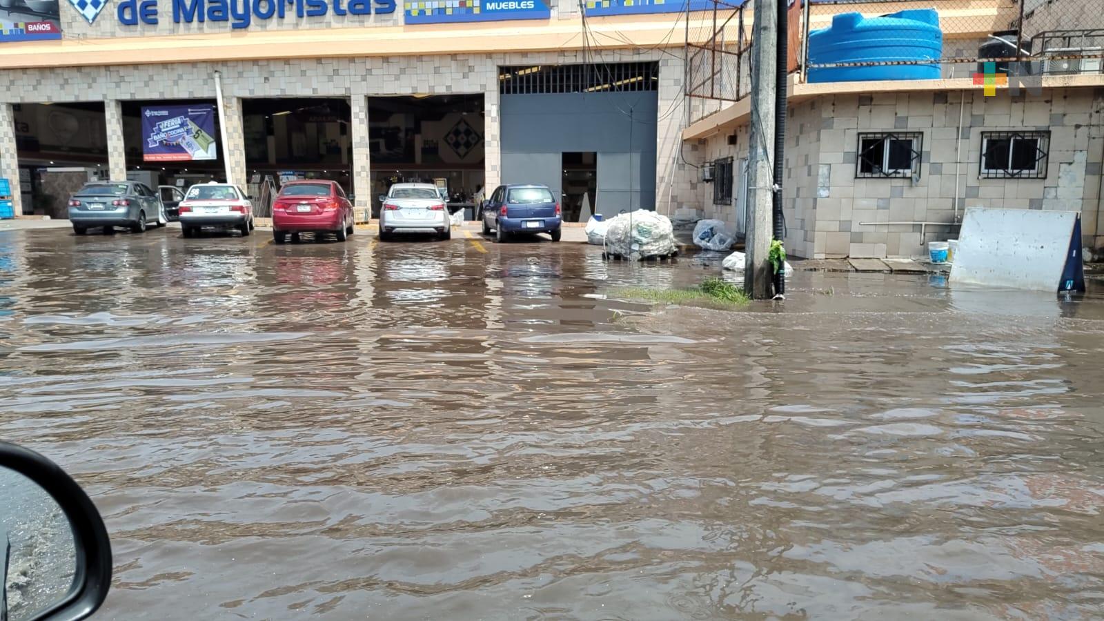 Tormenta deja calles inundadas en zona Veracruz-Boca del Río