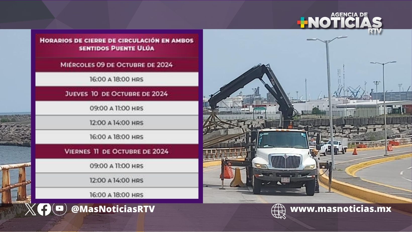 ASIPONA Veracruz informa horarios de circulación para vehículos en puente Ulúa