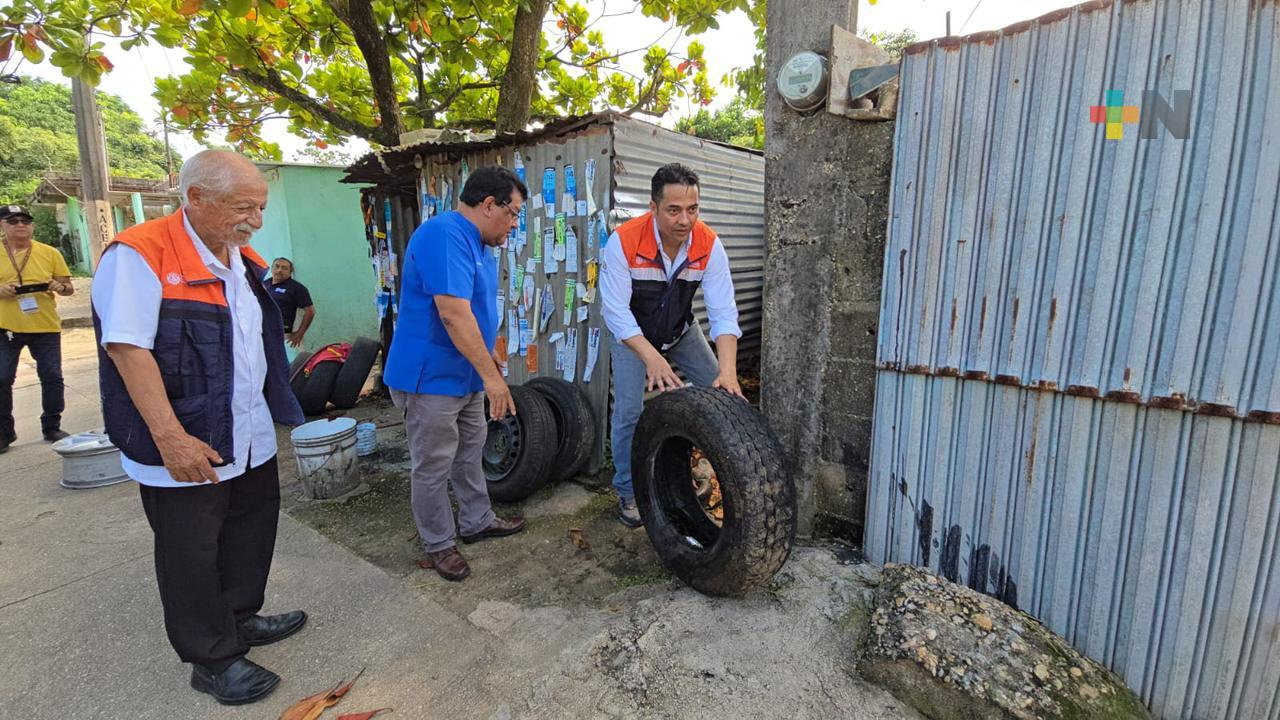 Continúa eliminación de criaderos de mosquitos en vulcanizadoras de Coatza