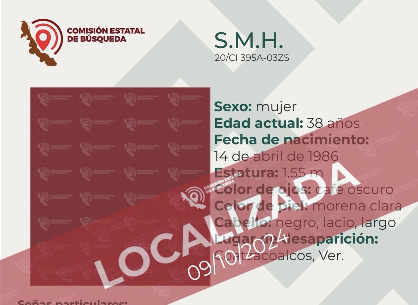 Localizan con vida a mujer reportada desaparecida en Coatzacoalcos hace 20 años