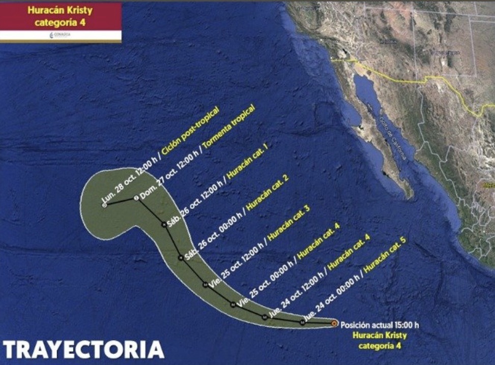 Huracán “Kristy” se aleja de Cabo San Lucas: Conagua