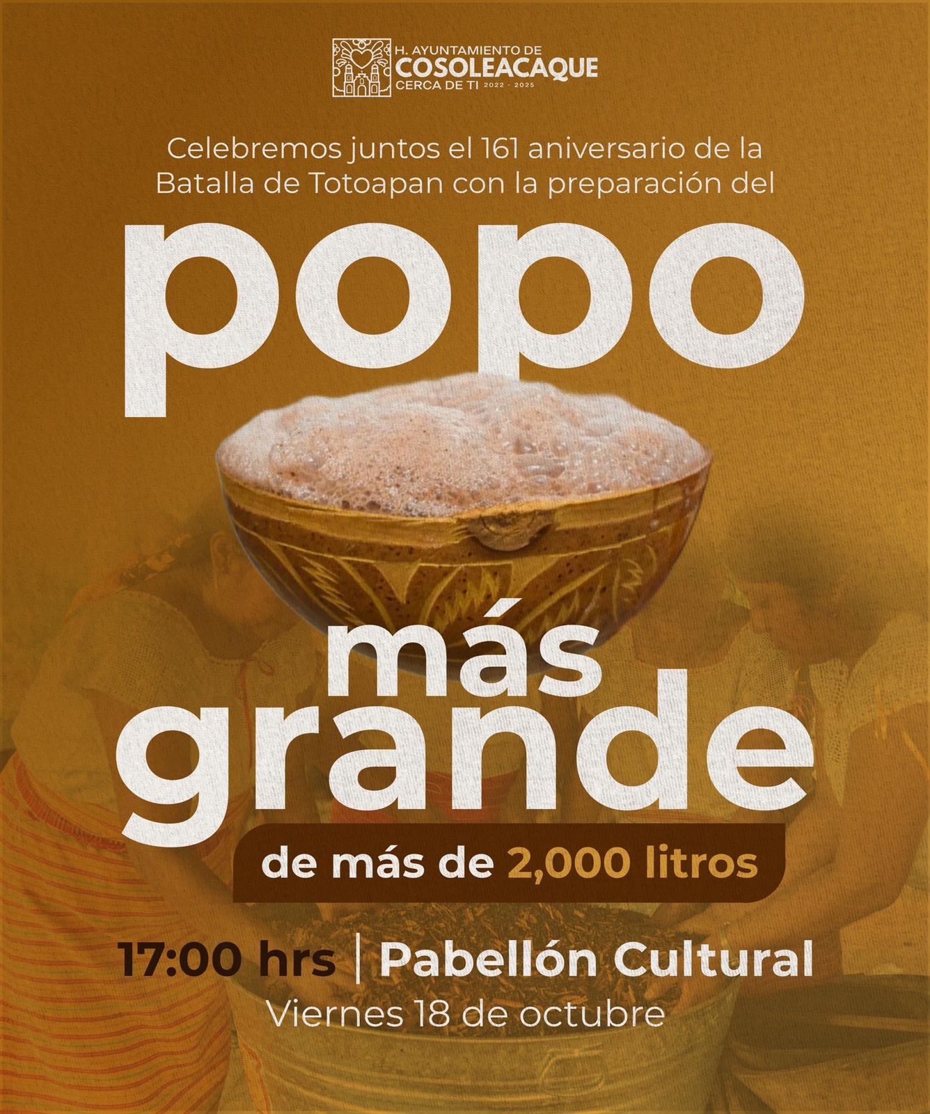 Prepararán más de dos mil litros de popo en Cosoleacaque