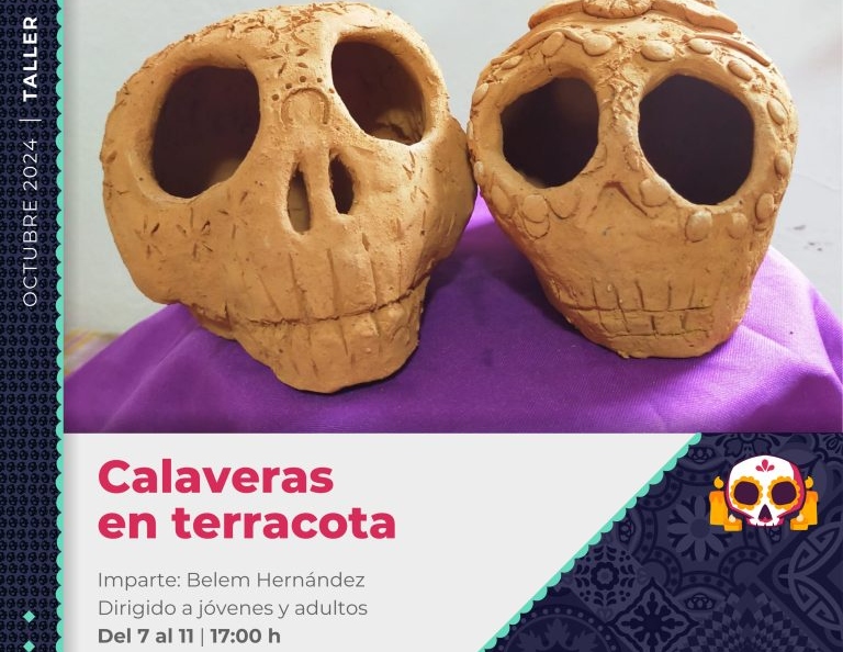 Secver invita al taller de Calaveras en Terracota en el Centro Cultural de Coatepec