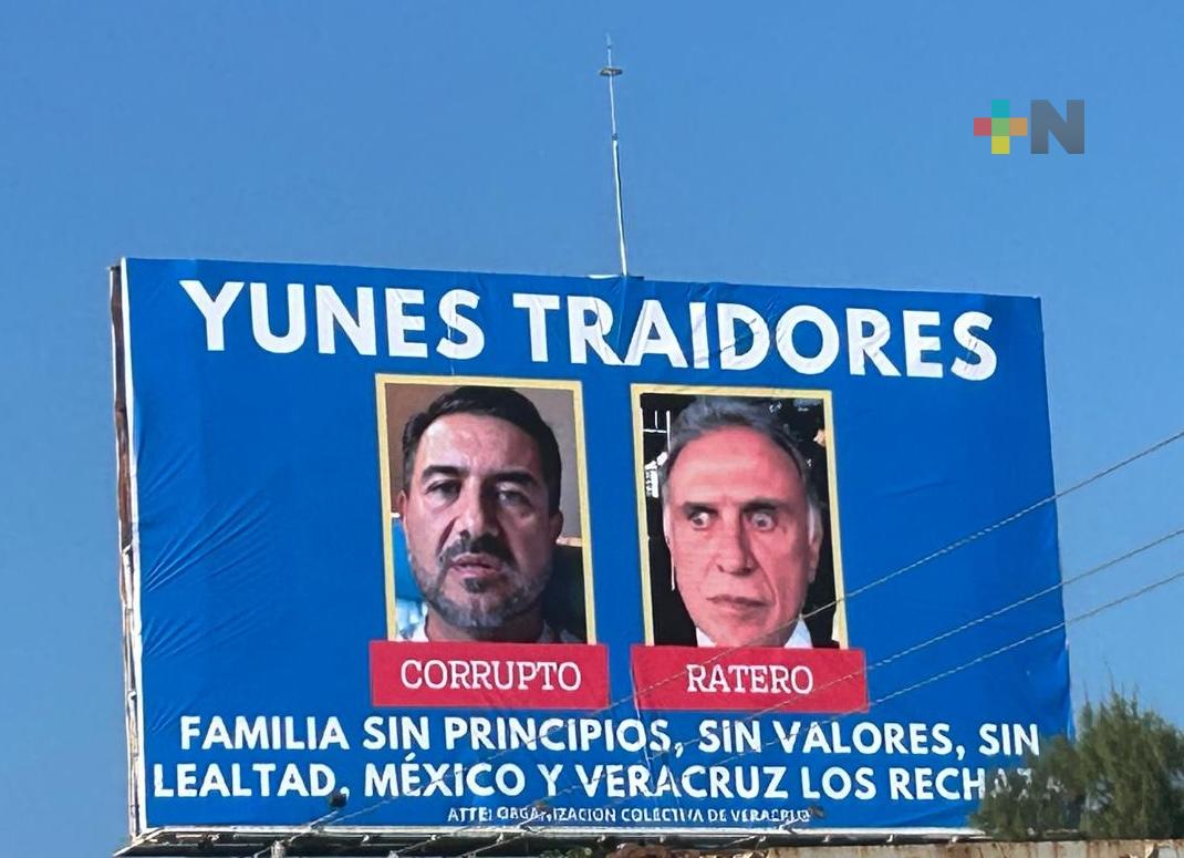 ¡Yunes Traidores! Espectaculares en carreteras del estado los exhiben