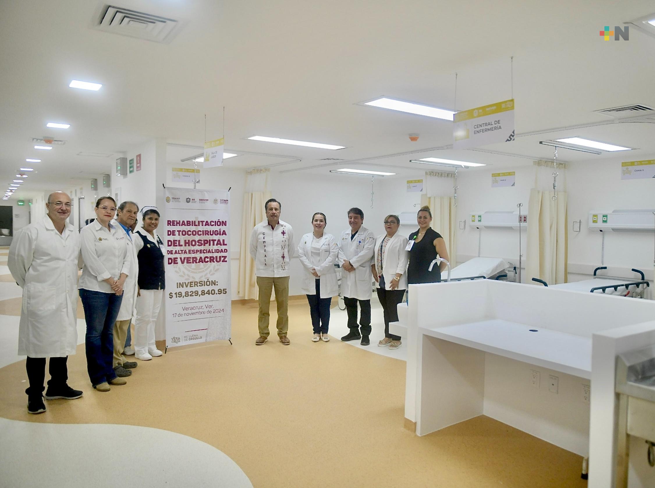 Inaugura Cuitláhuac García renovada área de Tococirugía en el Hospital de Alta Especialidad