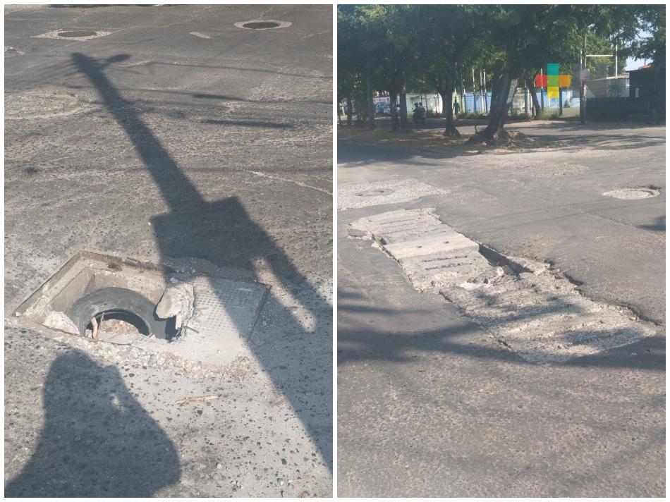 Registros sin tapa son un riesgo para automovilistas y peatones en fraccionamiento Las Brisas