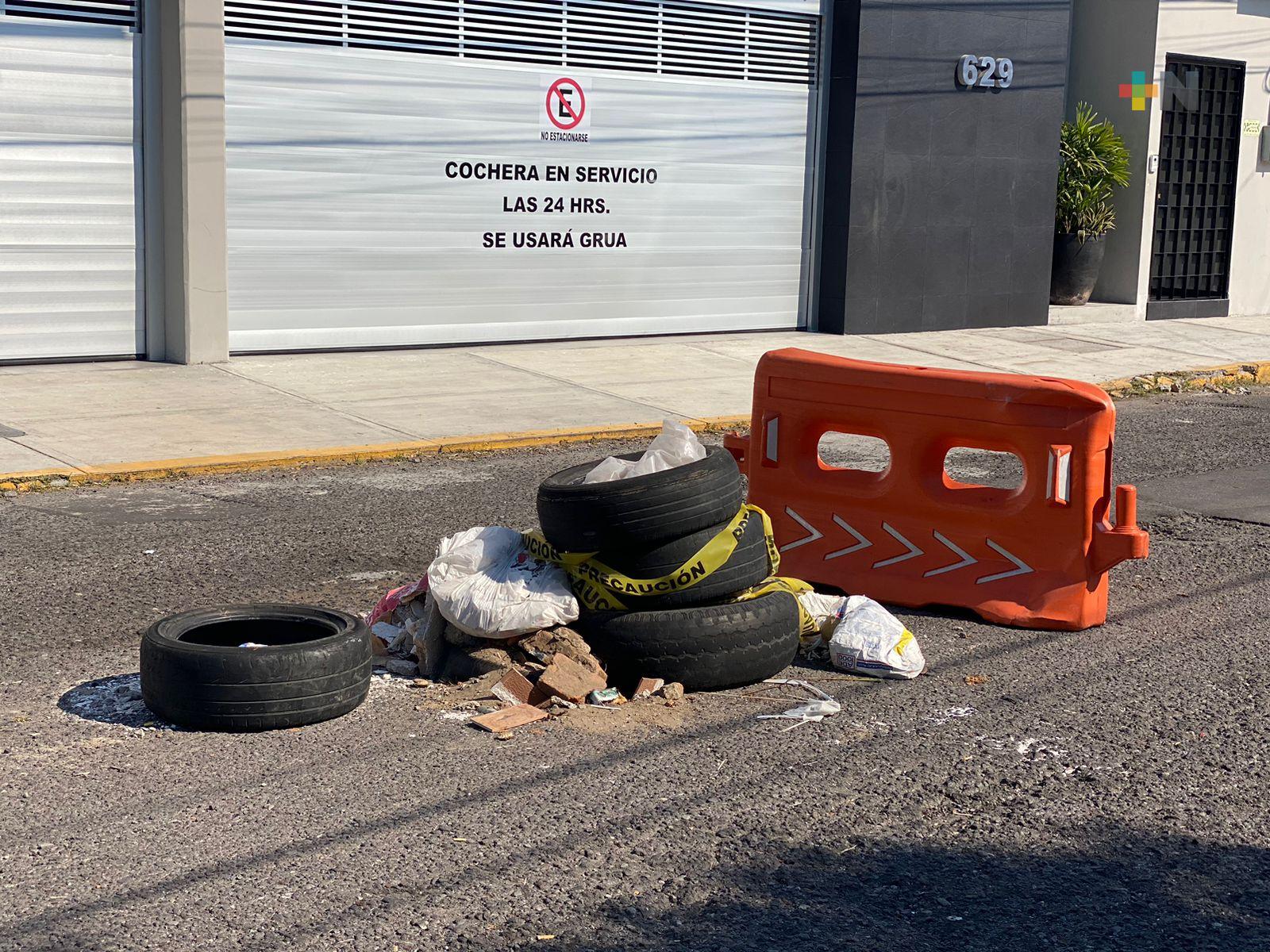 Reportan socavón en colonia Moderno de Veracruz puerto