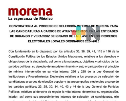 Morena registrará del 6 al 8 de enero a aspirantes a candidaturas a 212 alcaldías de Veracruz