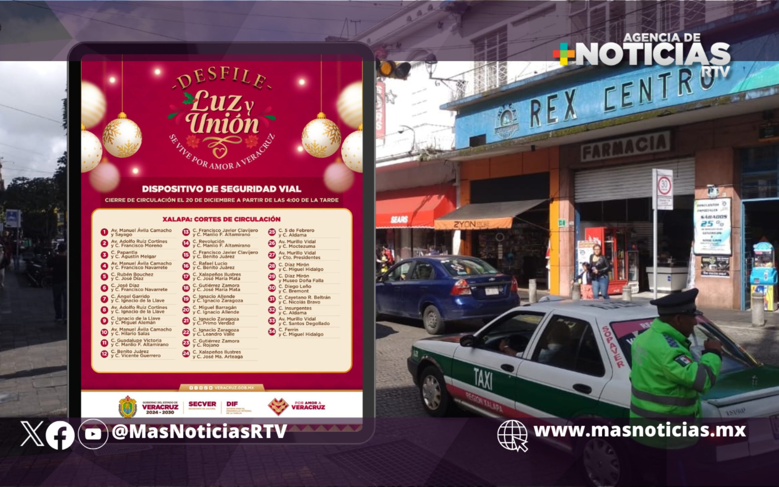 SSP alerta por cortes a vialidades del centro de Xalapa por desfile navideño «Luz y unión»