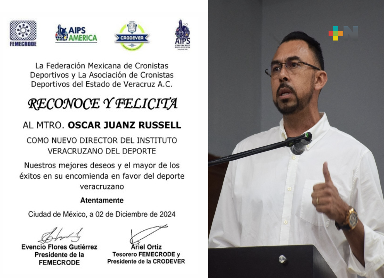 Femecrode felicita a Óscar Juanz por asumir la dirección del deporte en Veracruz