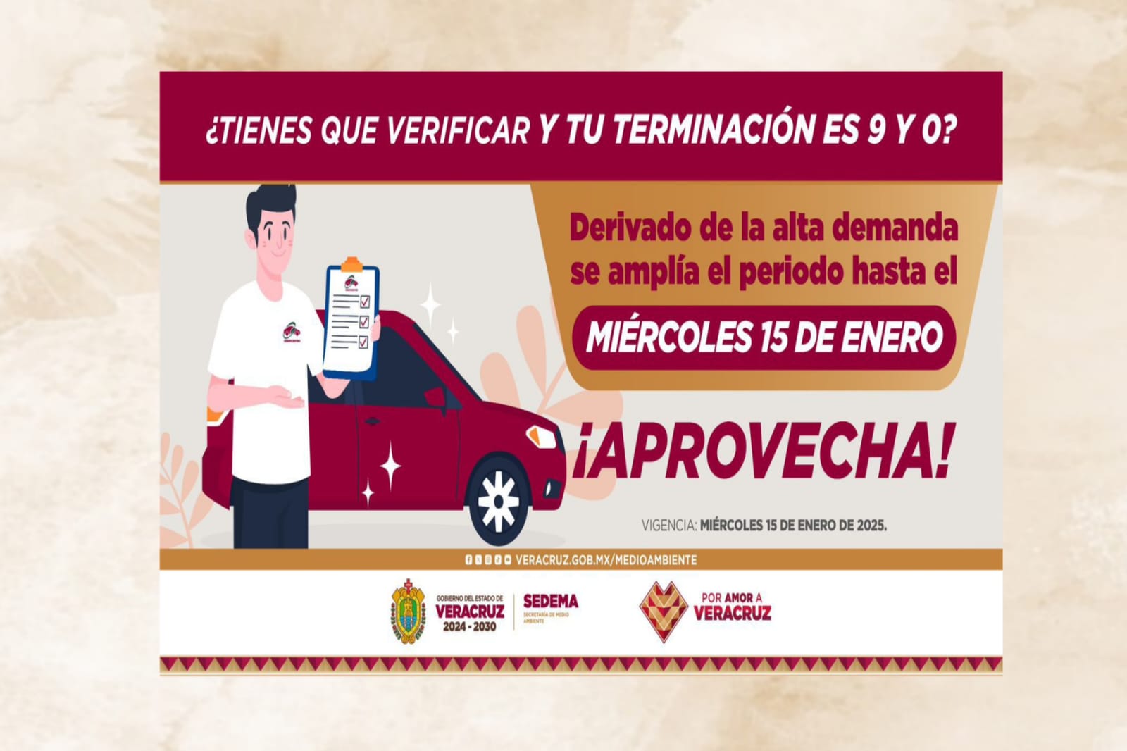 Plazo de verificación vehicular en Veracruz se amplía hasta el 15 de enero