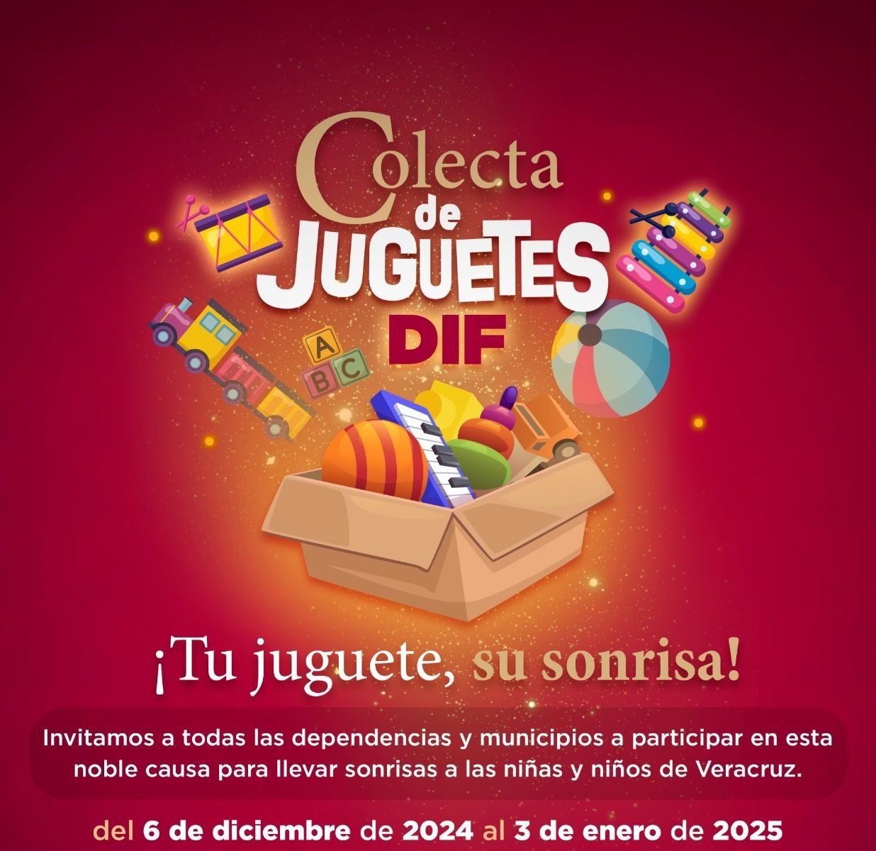 ¡Lleva alegría a niños y niñas de Veracruz! Únete a la colecta Tu juguete, su sonrisa