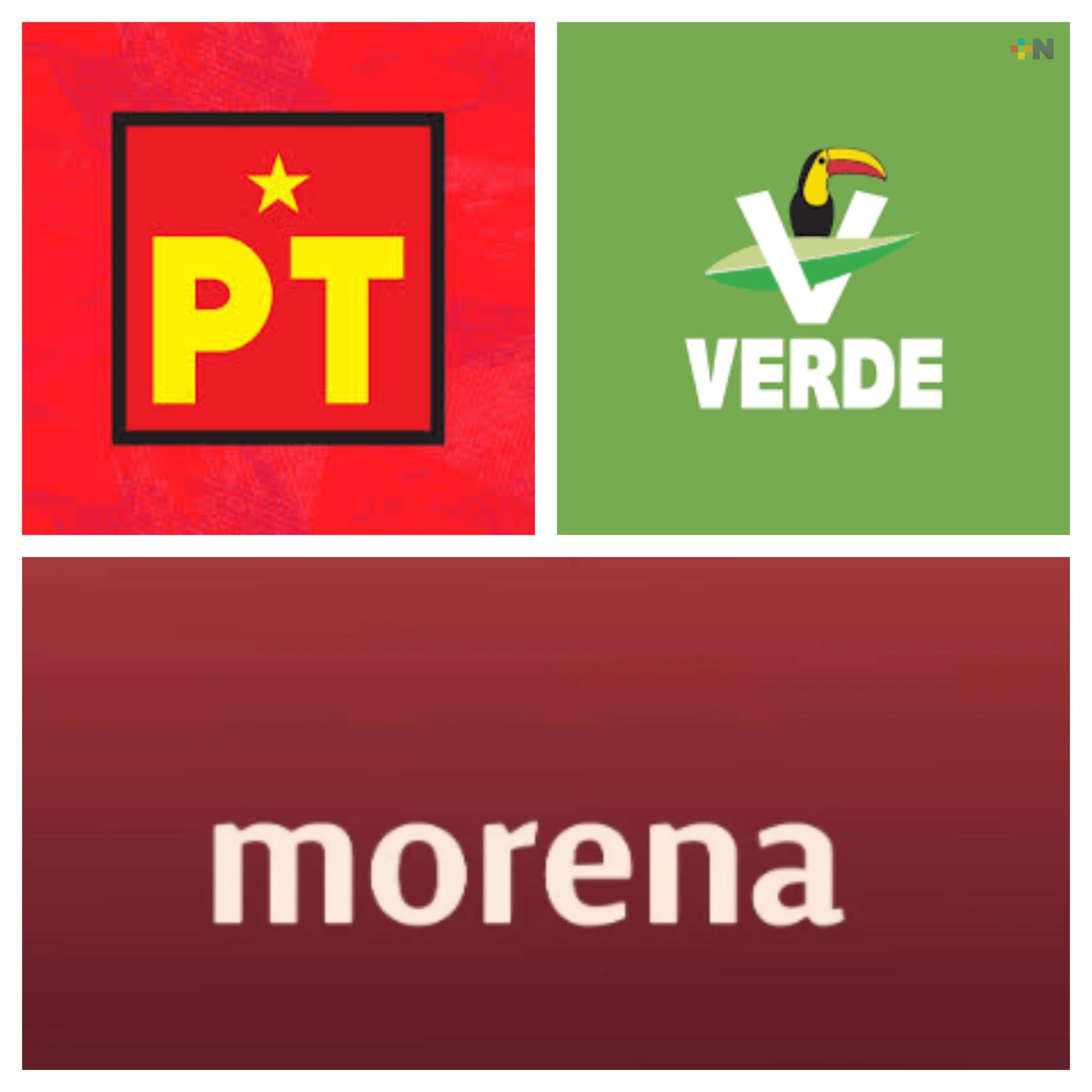 Morena, PVEM y PT irán coaligados en 180 municipios; en 32 cada partido tendrá su candidato