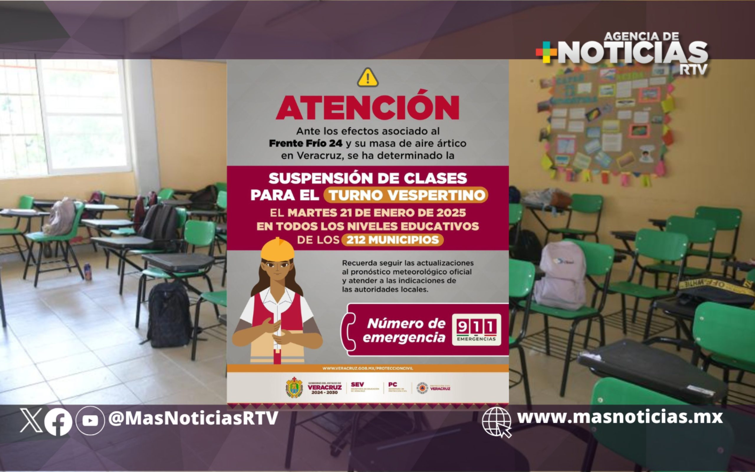 Se suspenden clases en turno vespertino de todo el estado