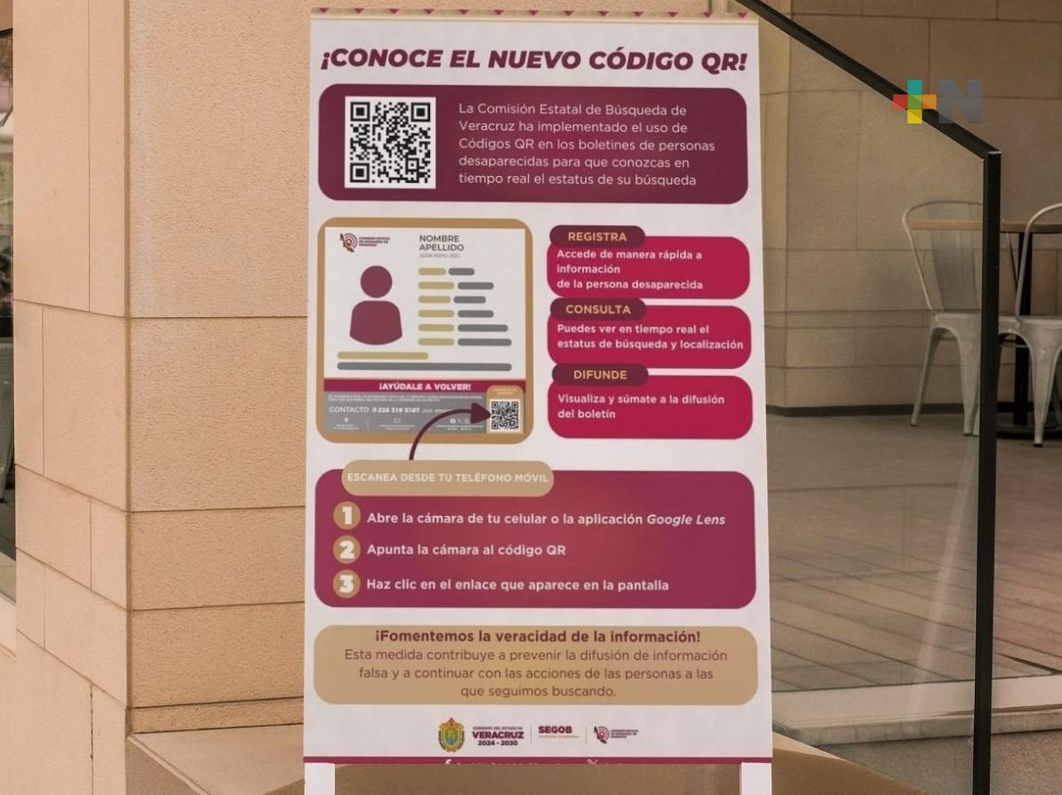 Implementa Comisión de Búsqueda en Veracruz código QR para obtener información en tiempo real
