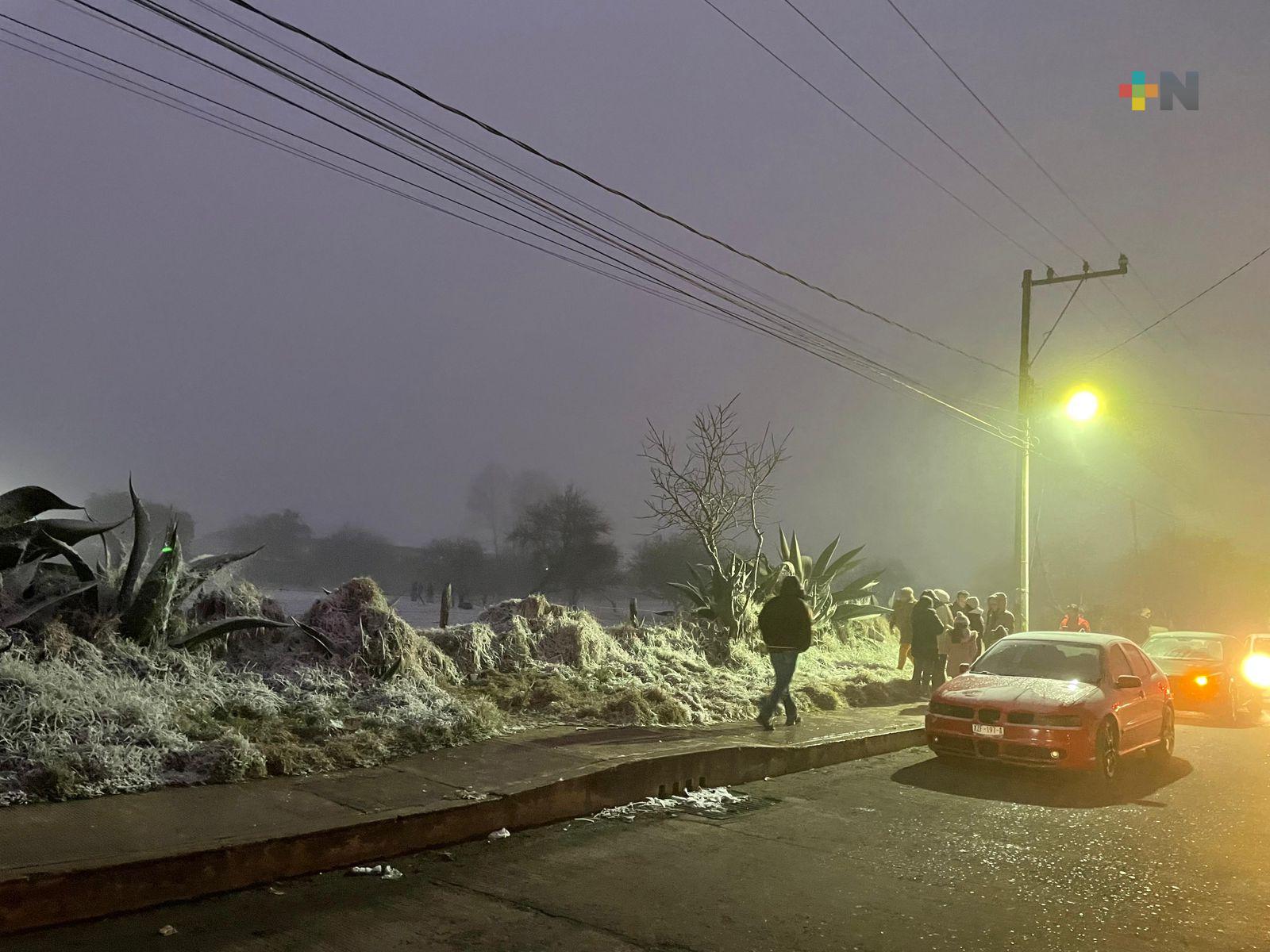 Se registra nevada en la región de Las Vigas