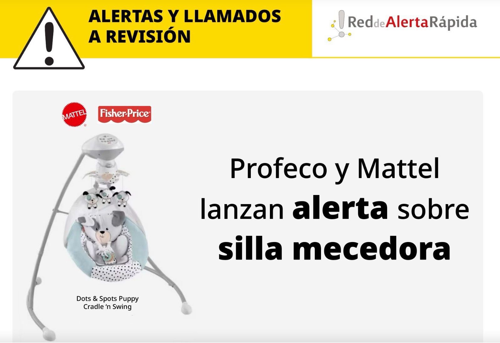Profeco y Mattel lanzan alerta sobre silla mecedora