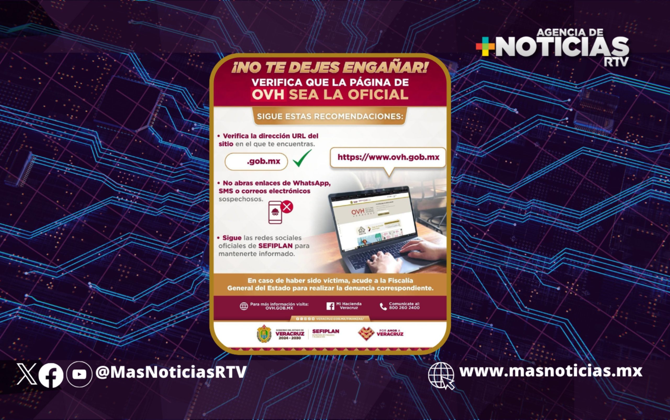 Alerta Sefiplan sobre portales falsos de la Oficina Virtual de Hacienda