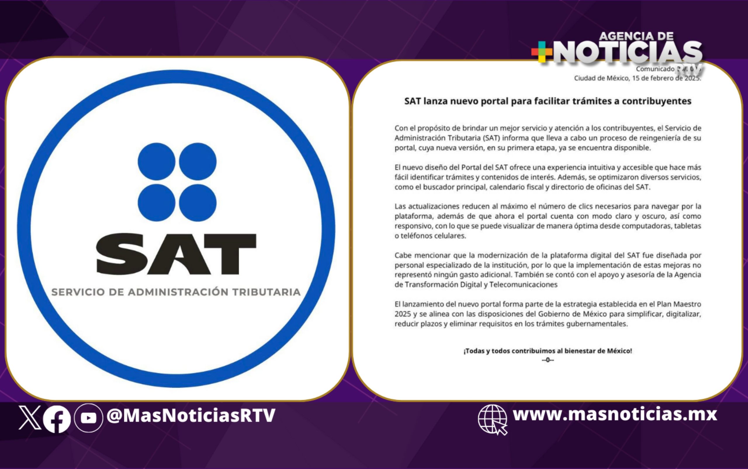 Disponible última versión de portal electrónico del SAT