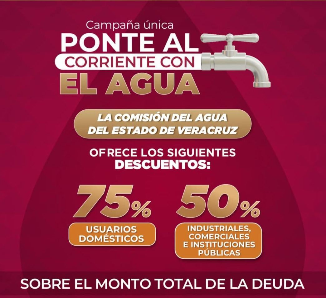 Ponte al corriente con el agua y aprovecha descuentos de hasta 75 %