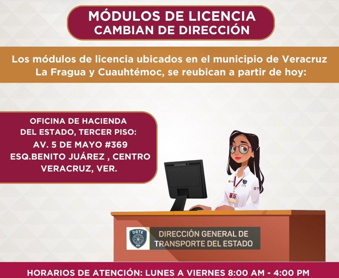 Reubican módulos de licencia en el municipio de Veracruz