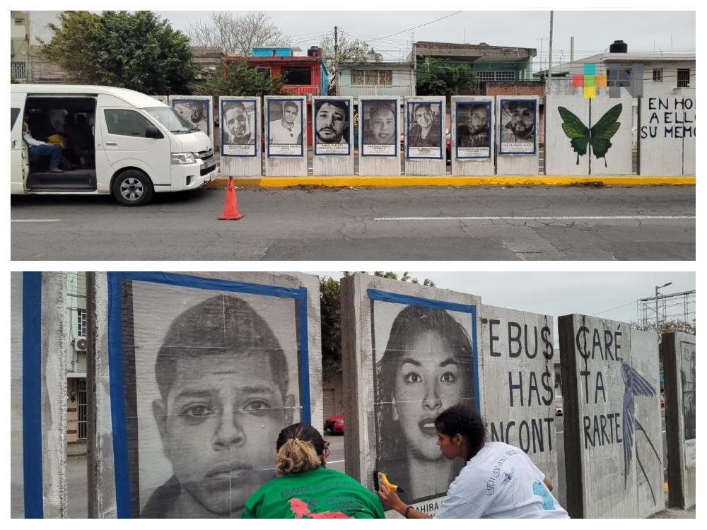 Colectivo da mantenimiento a un mural en avenida Cuauhtémoc de Veracruz puerto