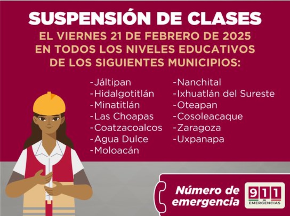 Este viernes, Gobierno de Veracruz suspende clases en 13 municipios del sur