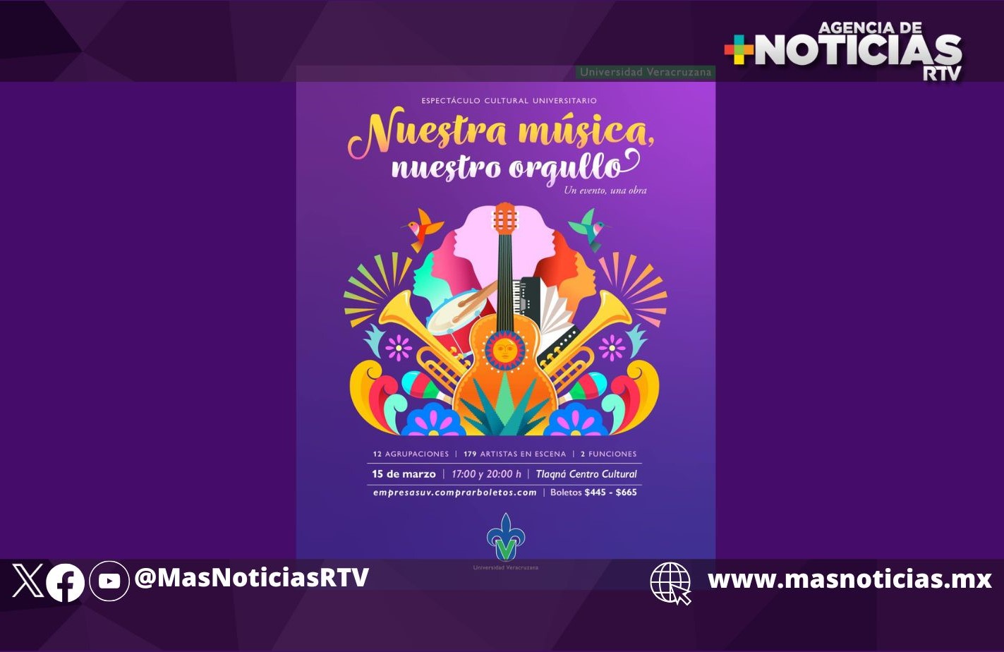 “Nuestra música, nuestro orgullo” reunirá a 12 grupos artísticos de la UV