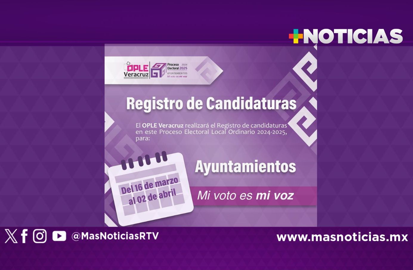 Inicia OPLE Veracruz registro de candidaturas a presidencias municipales