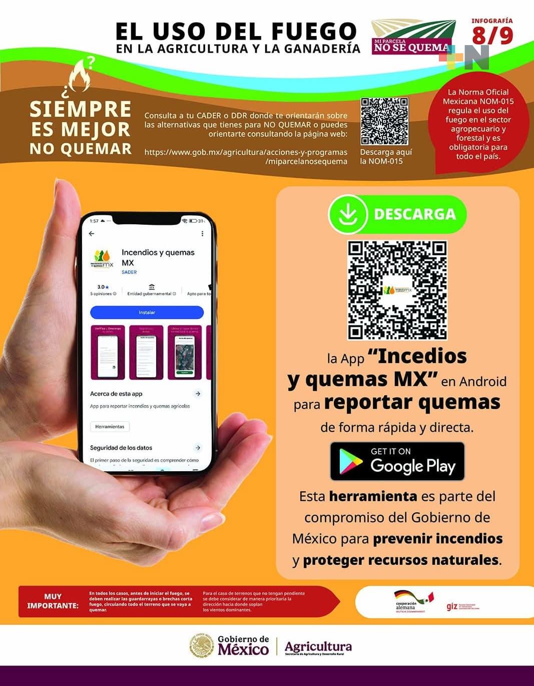 App Incendios y Quemas Mx reduce riesgos y controla uso agropecuario: Agricultura