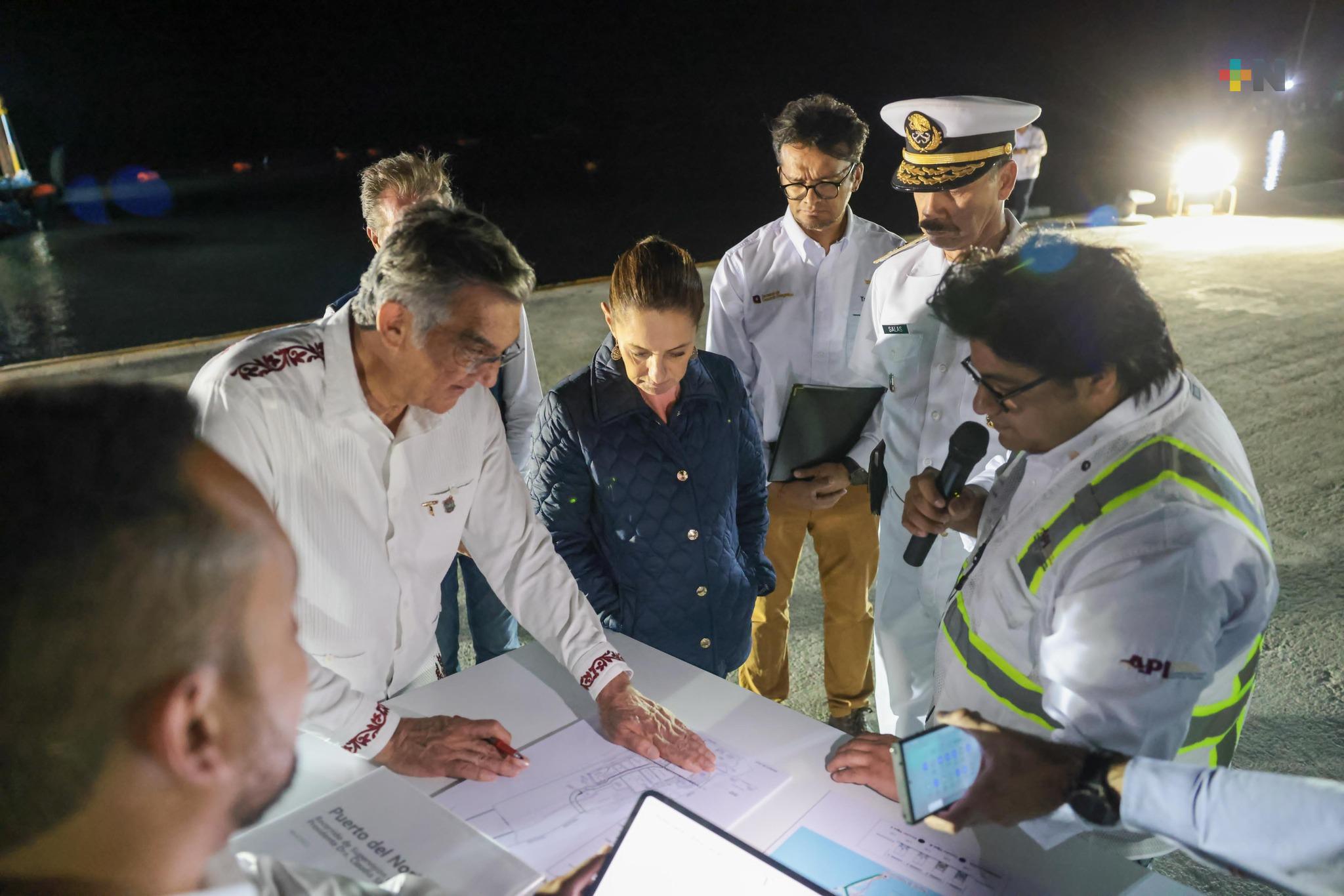 Sheinbaum supervisa ampliación del Puerto Norte en Matamoros