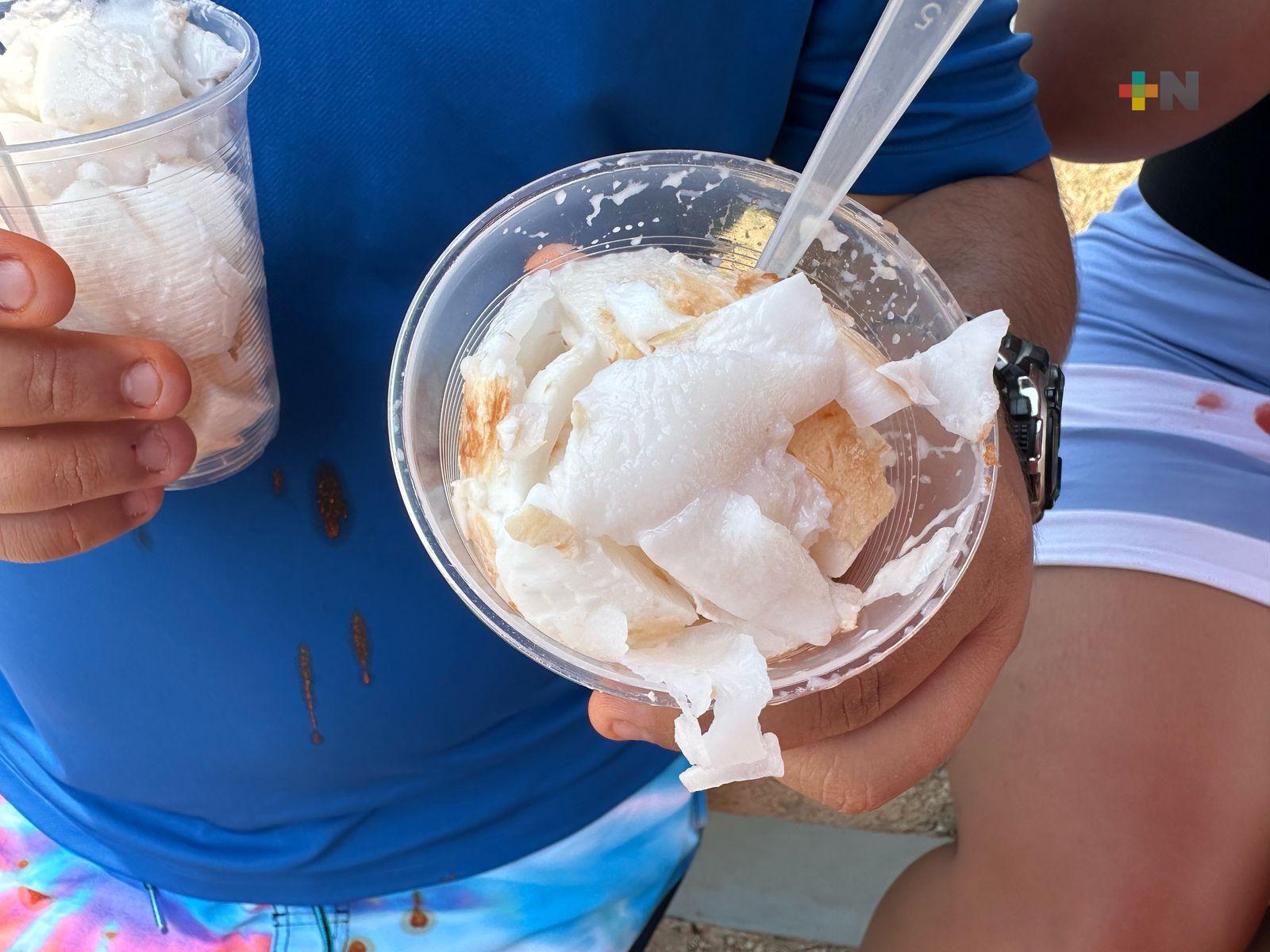 Tradicionales cocos del malecón de Coatza, imperdibles para turistas