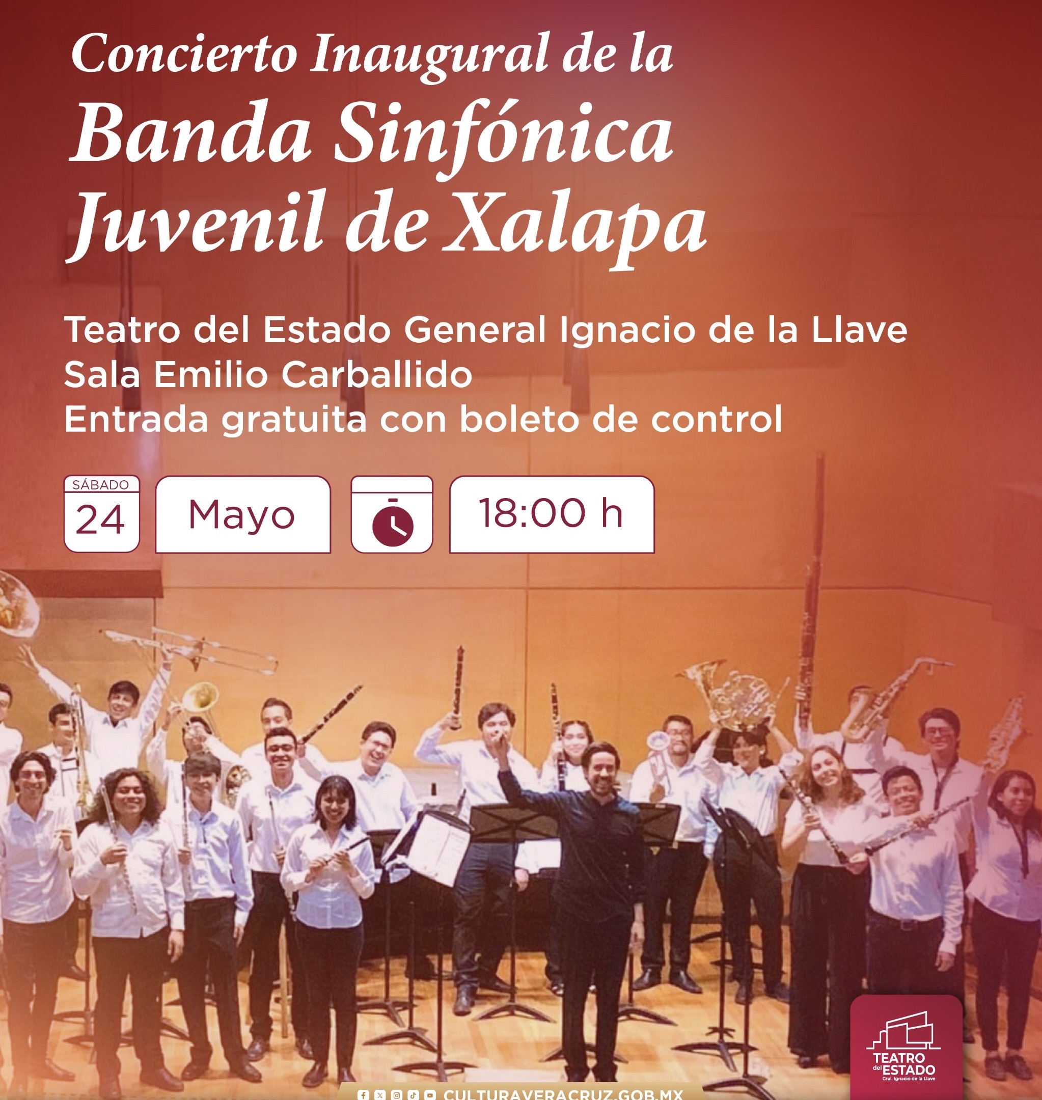 Concierto inaugural de la Banda Sinfónica Juvenil de Xalapa en el Teatro del Estado