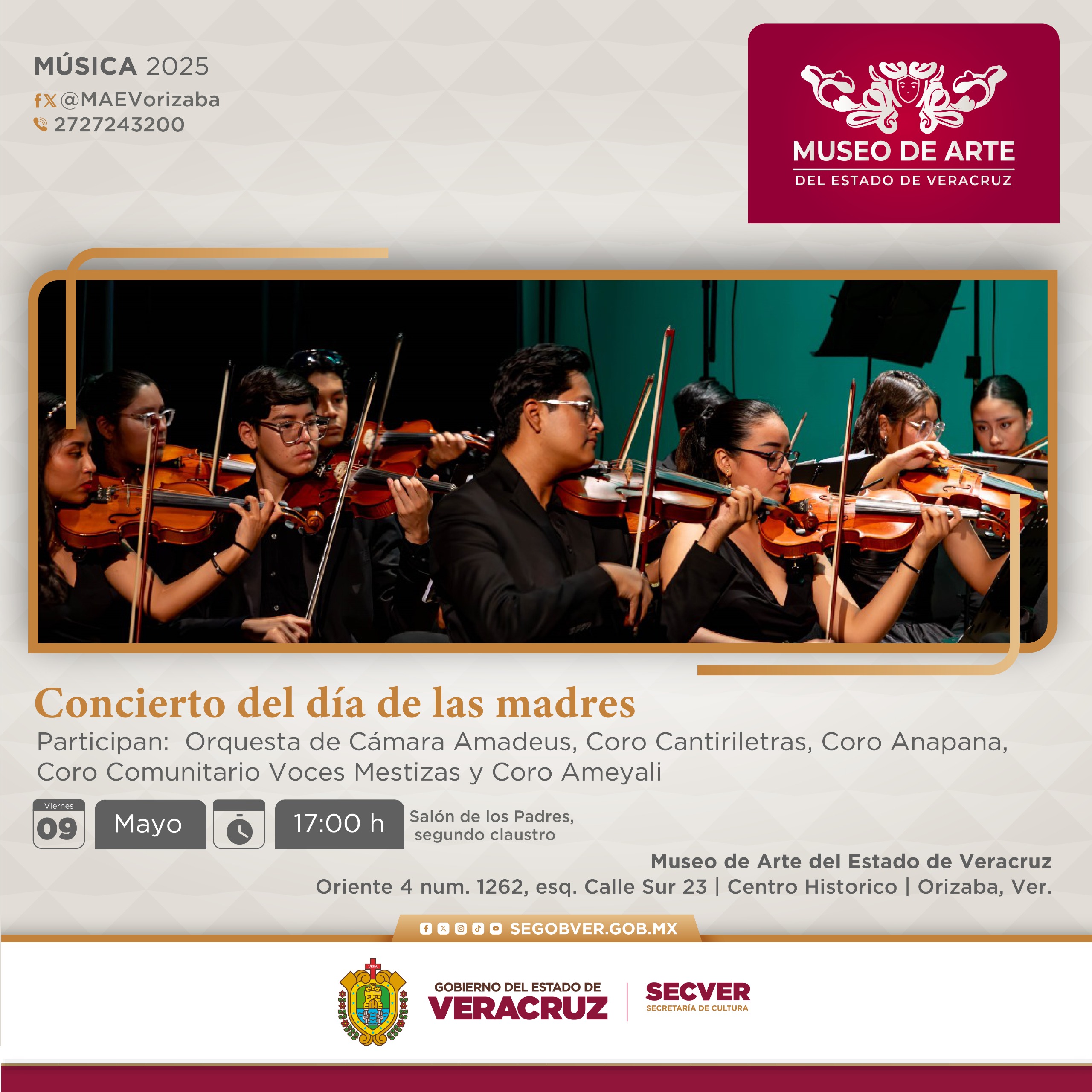 Invita Secver a festejar a las madres con recitales en el MAEV y GACX