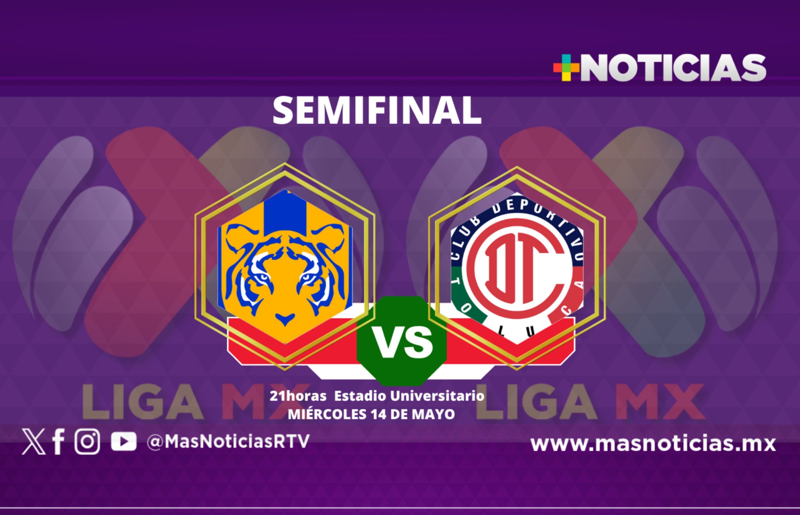 Tigres recibe a Toluca en inicio de semifinales de la Liga MX
