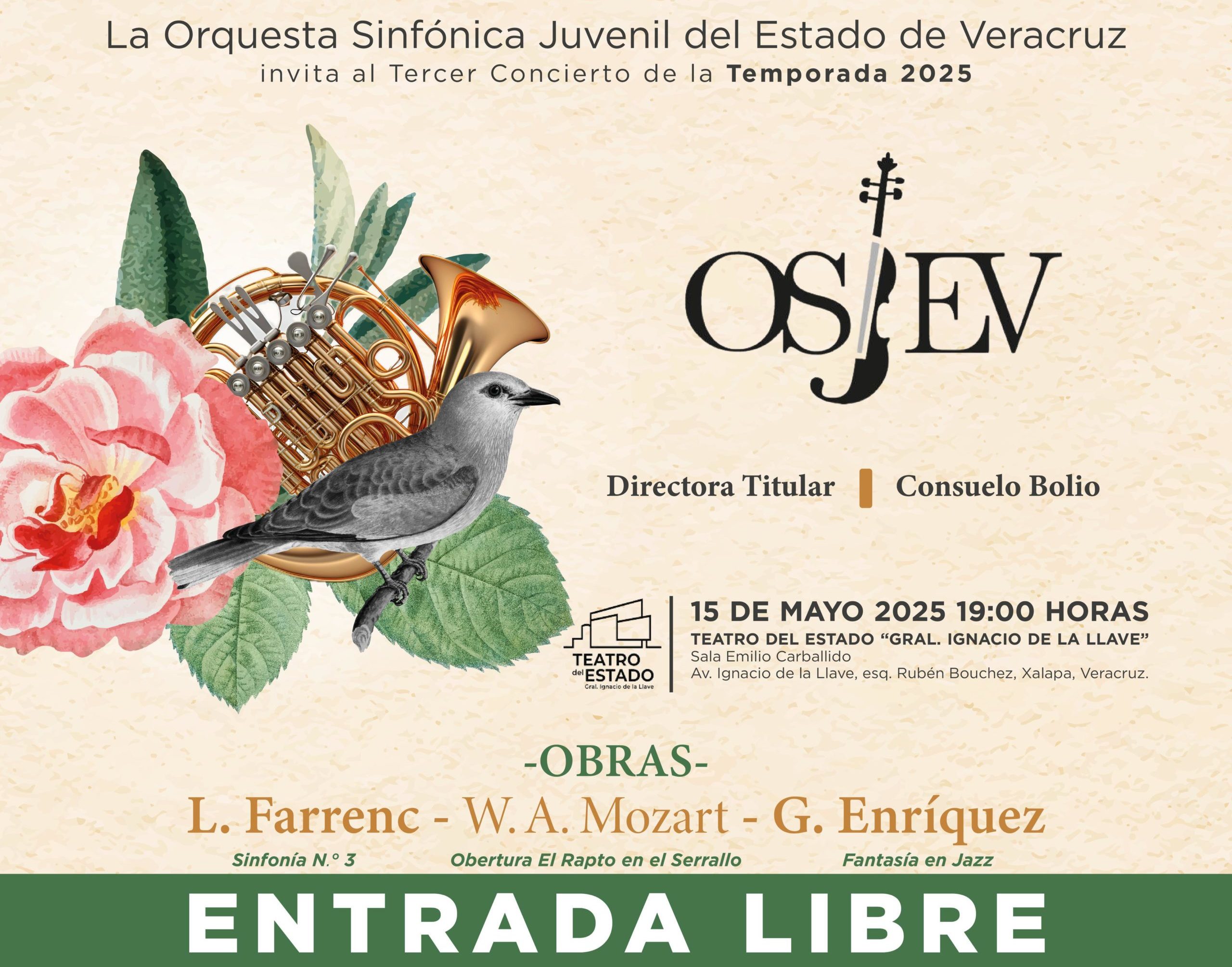 Invitan al tercer concierto de la temporada 2025 de la OSJEV
