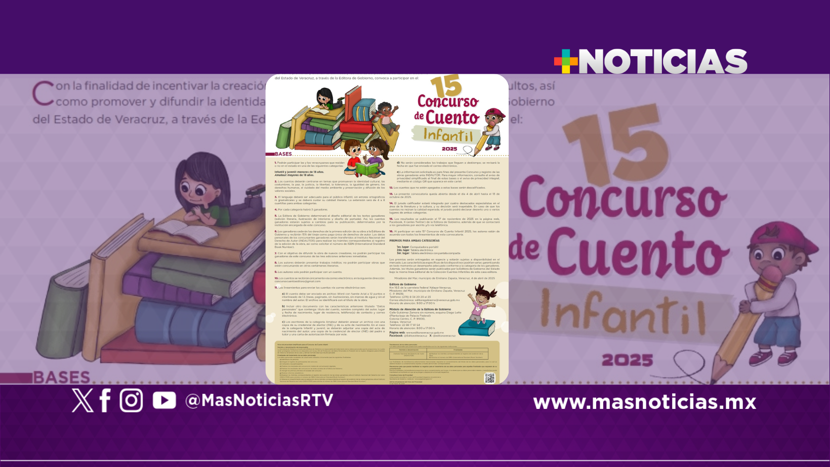 Invita Segob a participar en el 15º Concurso de Cuento Infantil