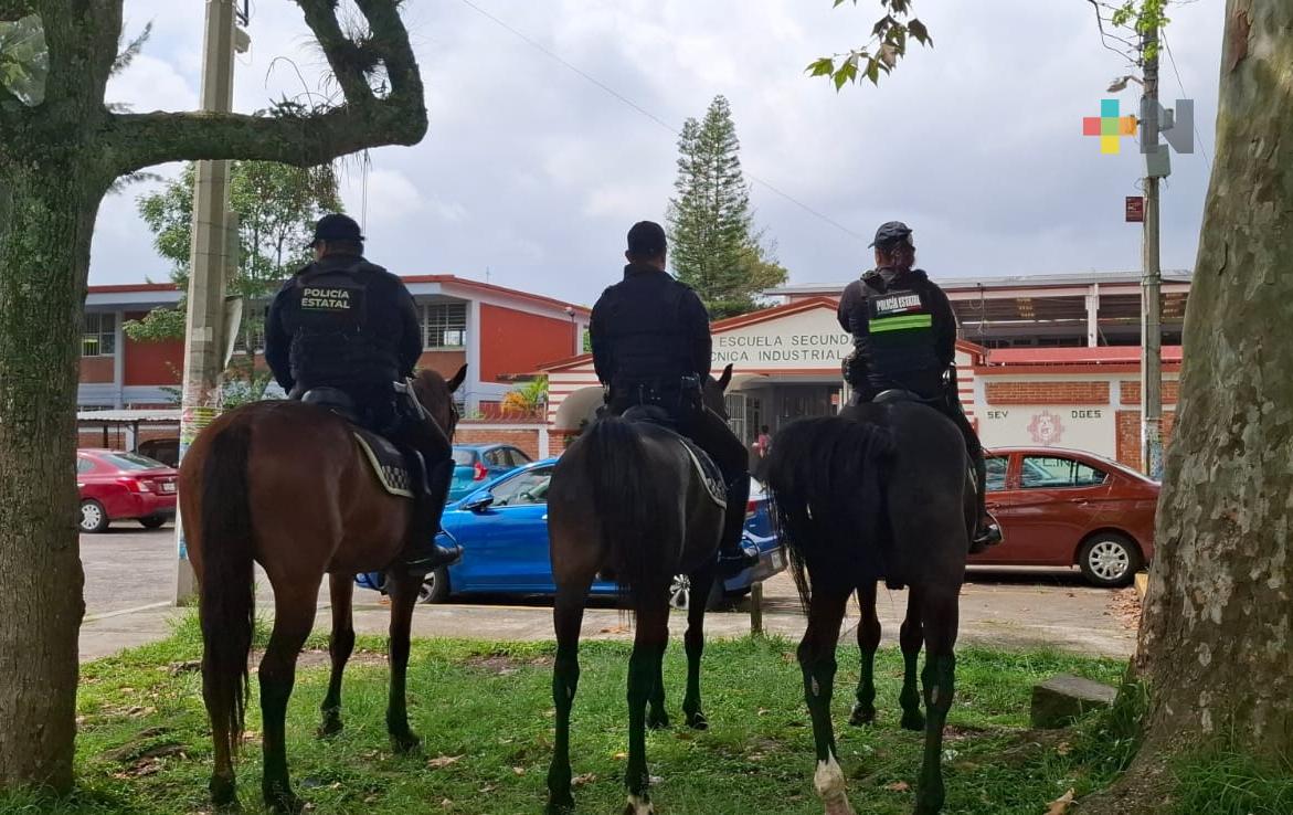 Policía montada vigila jornada electoral en Xalapa