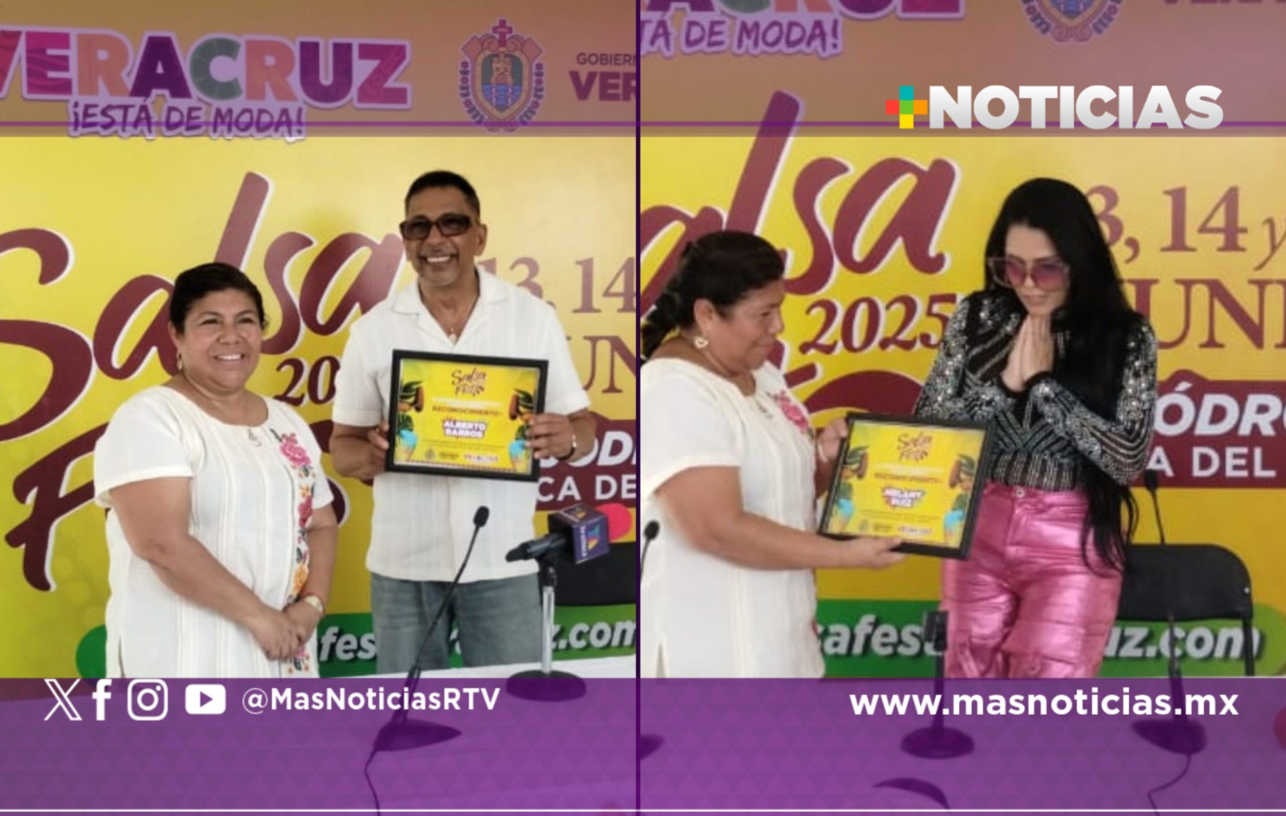 Salsa Fest 2025: Reconoce Gobierno de Veracruz a Melany Ruiz y Alberto Barros