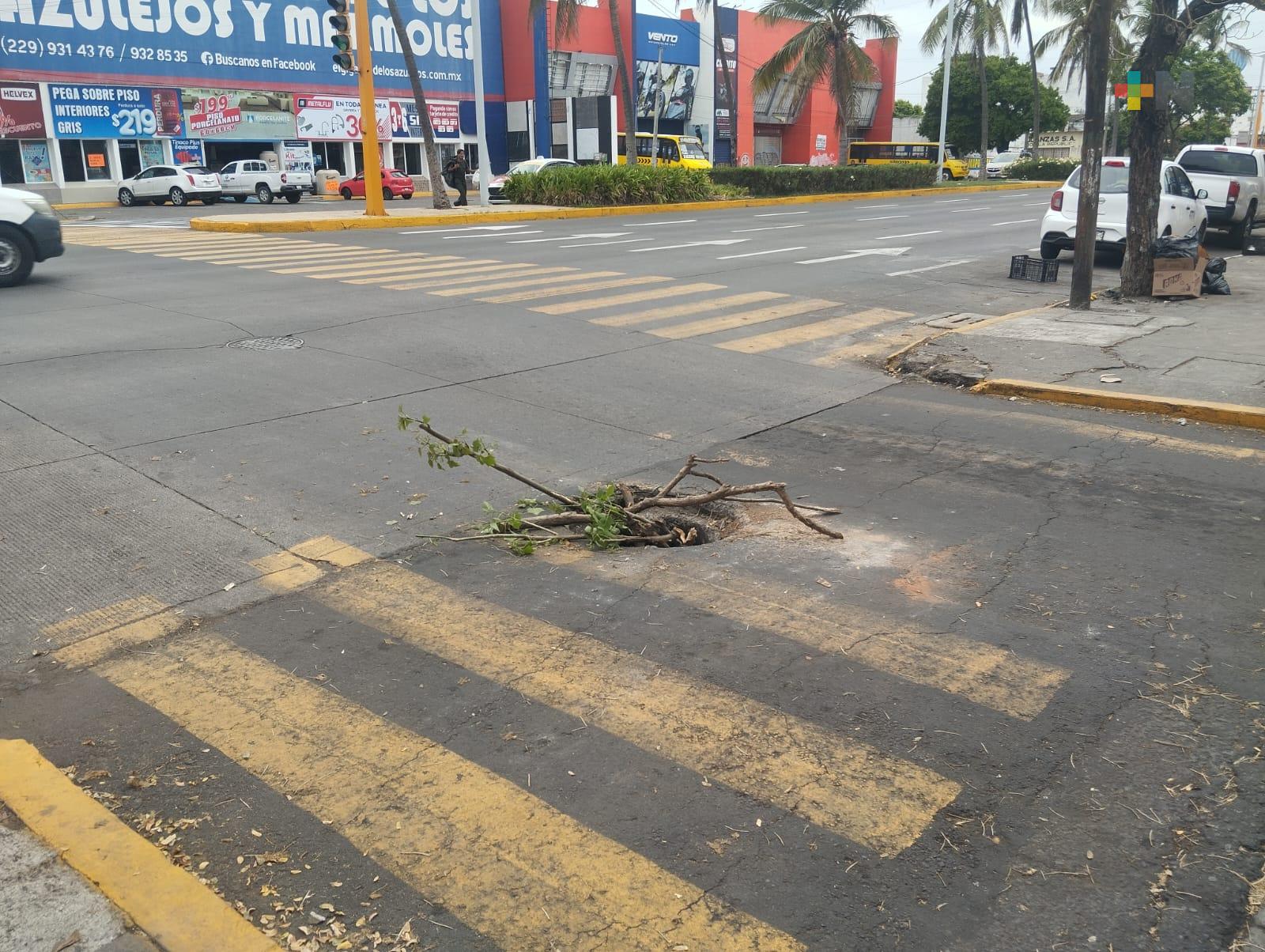 Registro sin tapa en centro de Veracruz puerto, un riesgo para ciudadanía