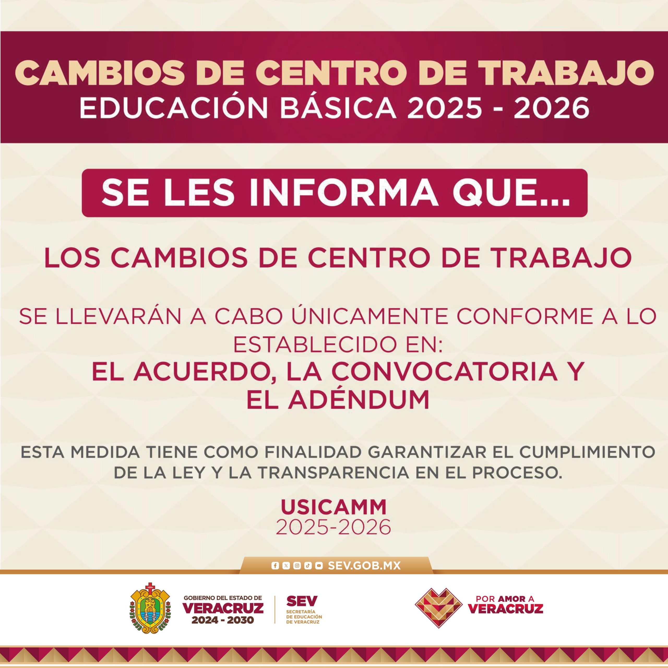 Proceso de Cambios de Centro de Trabajo apegado a legalidad: SEV