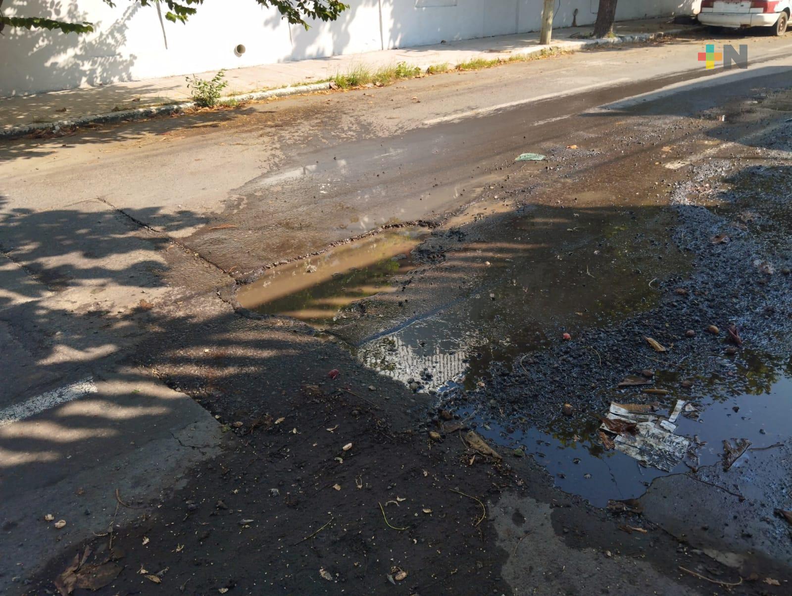 Ciudadanos piden a las autoridades reparen calle en centro de Veracruz puerto