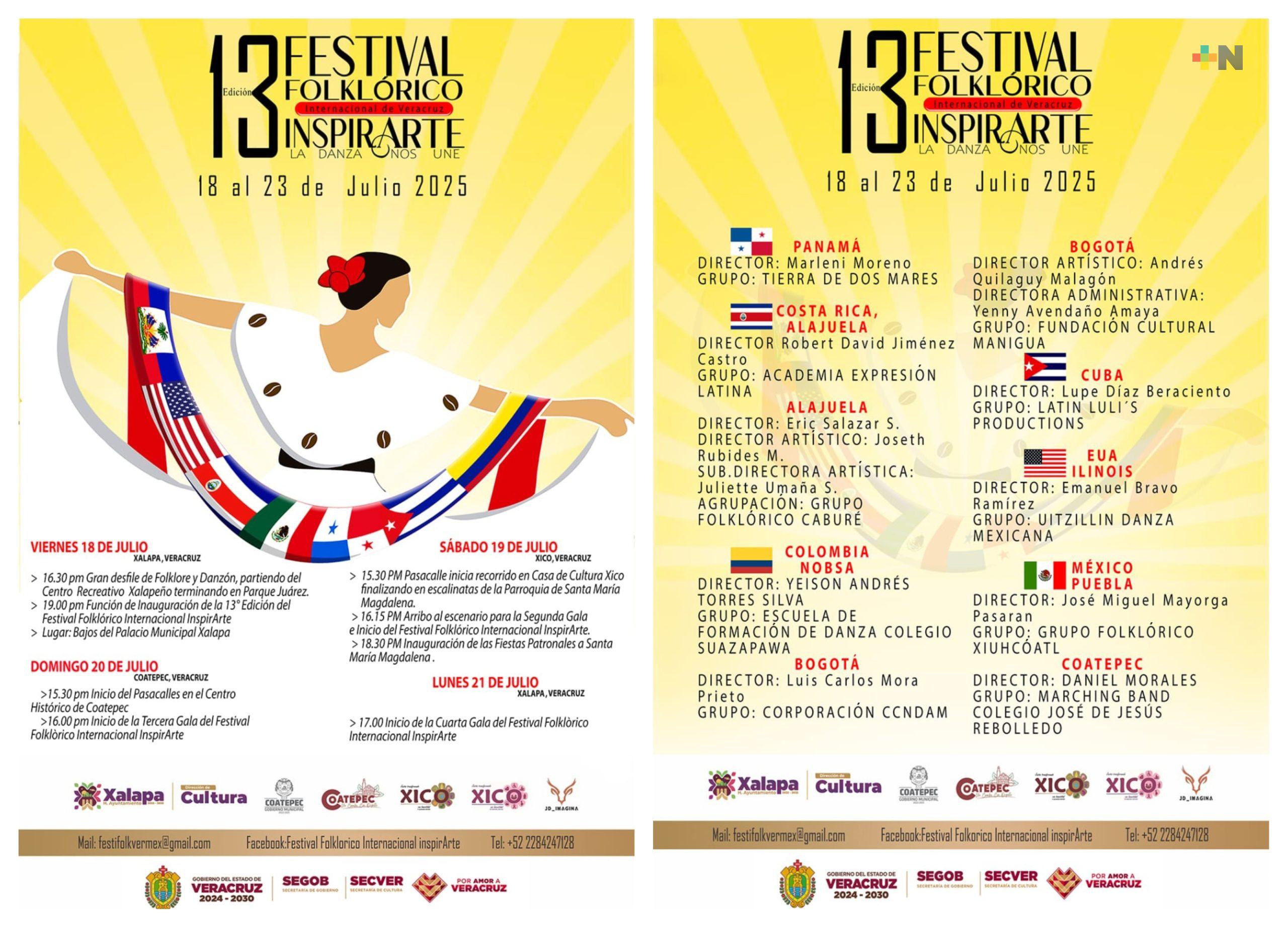 Festival internacional InspirArte del 18 al 23 de julio en Xalapa y Coatepec