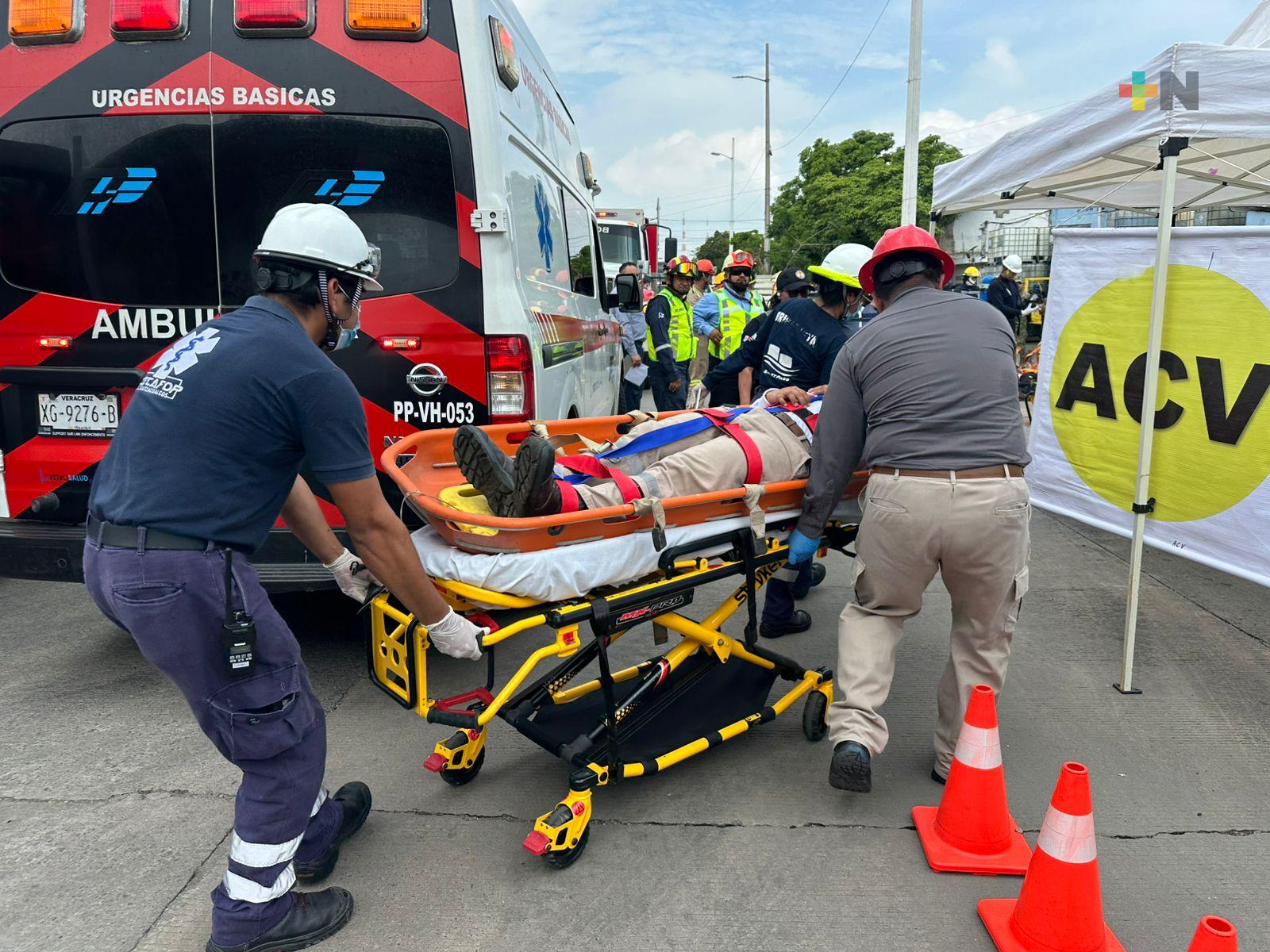 Realizan simulacro mayor por fuga de cloro en la Asipona Coatzacoalcos