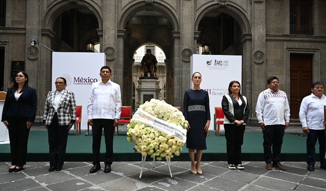 Sheinbaum encabezó conmemoración del 153 aniversario luctuoso de Benito Juárez
