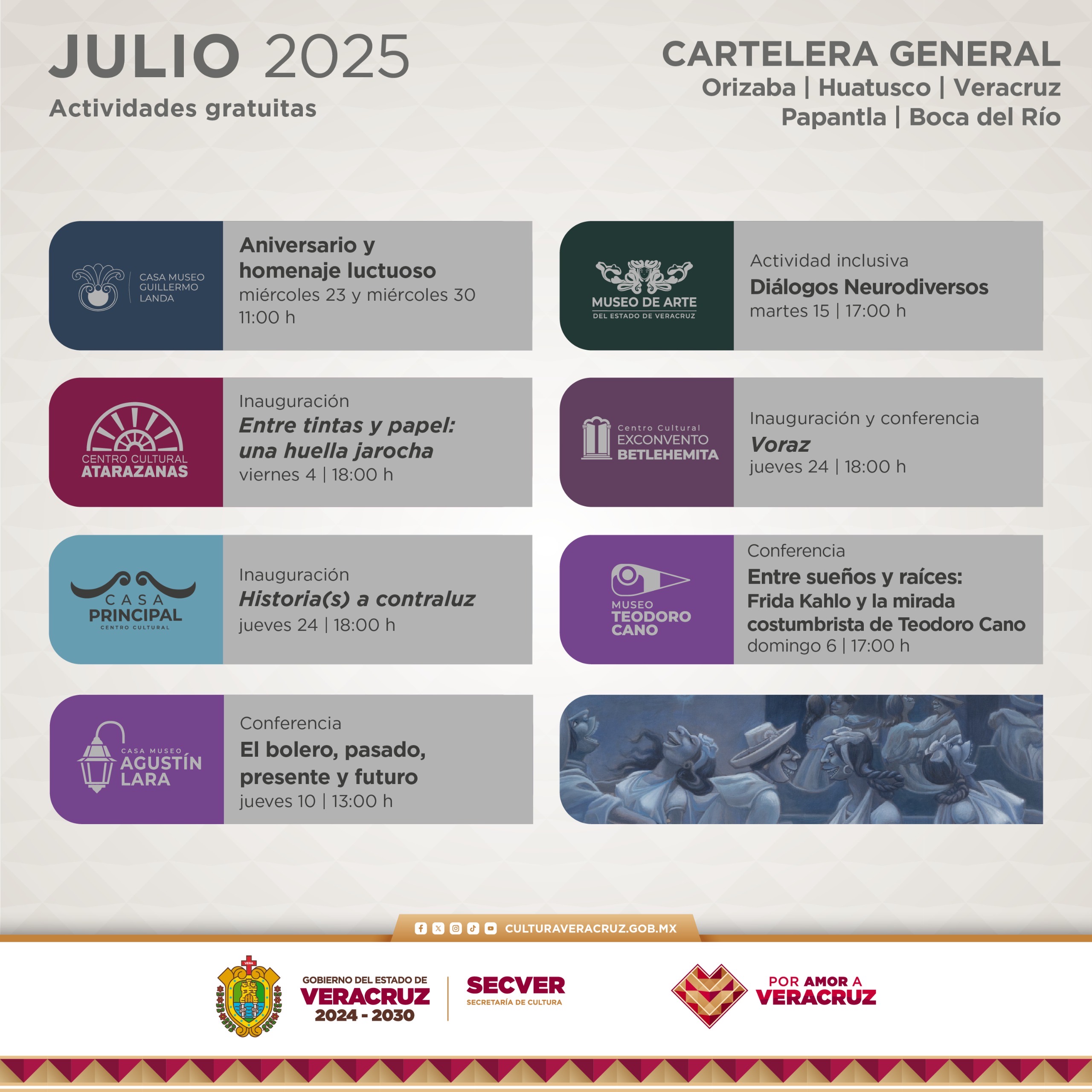 Invita SECVER a participar en cartelera de actividades culturales de julio