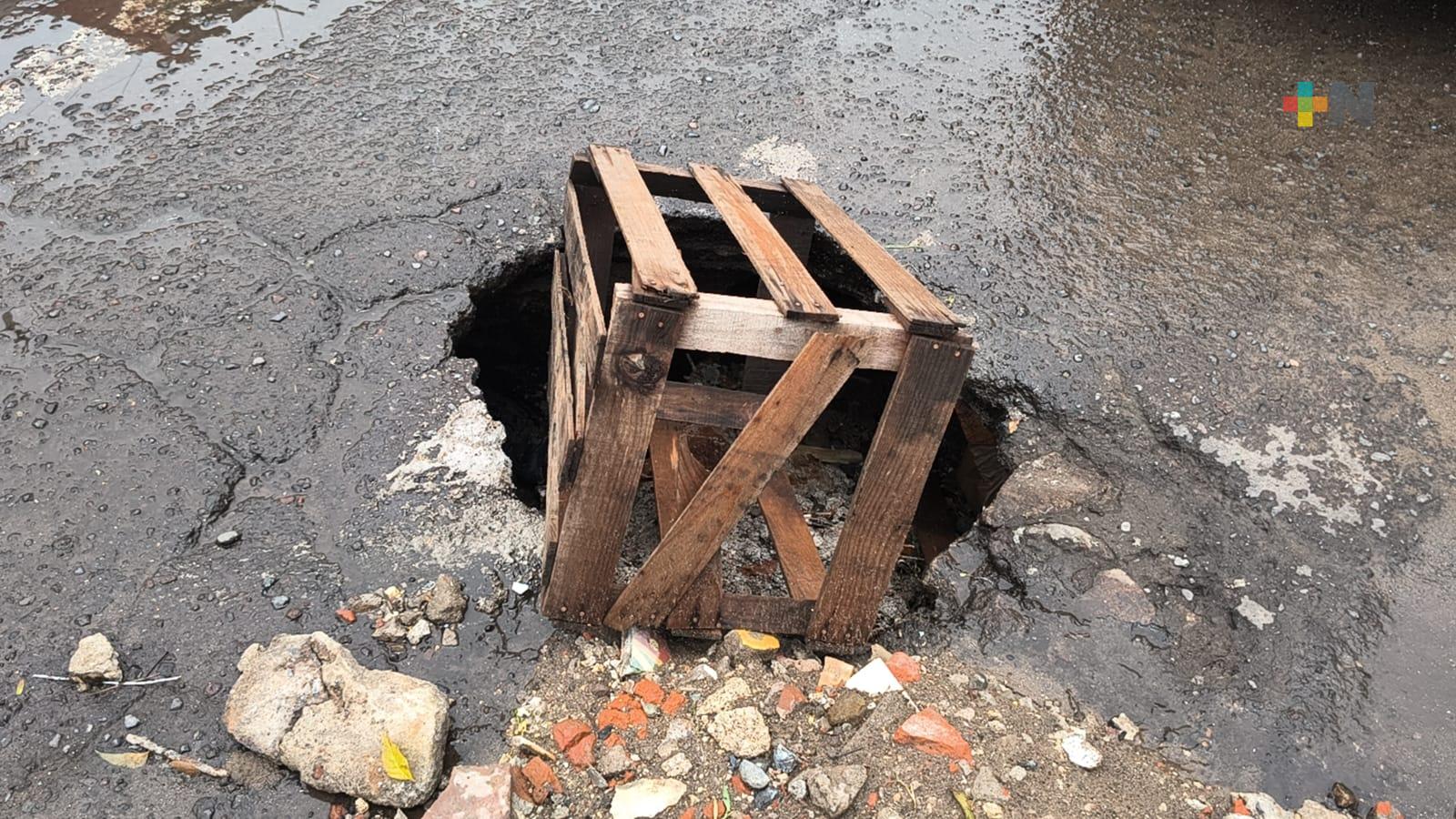 Reportan nuevo socavón en zona de mercados de Veracruz puerto