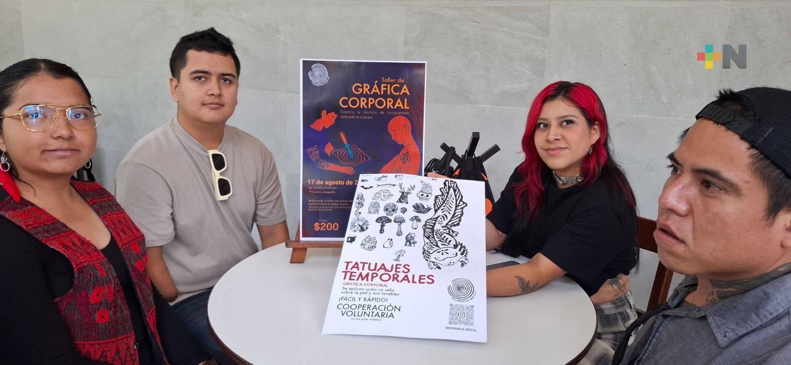 Taller de Gráfica Corporal, técnica de tatuado temporal, en Casino Xalapeño