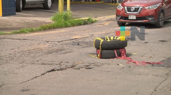 Denuncian mal estado de las calles del centro de Veracruz